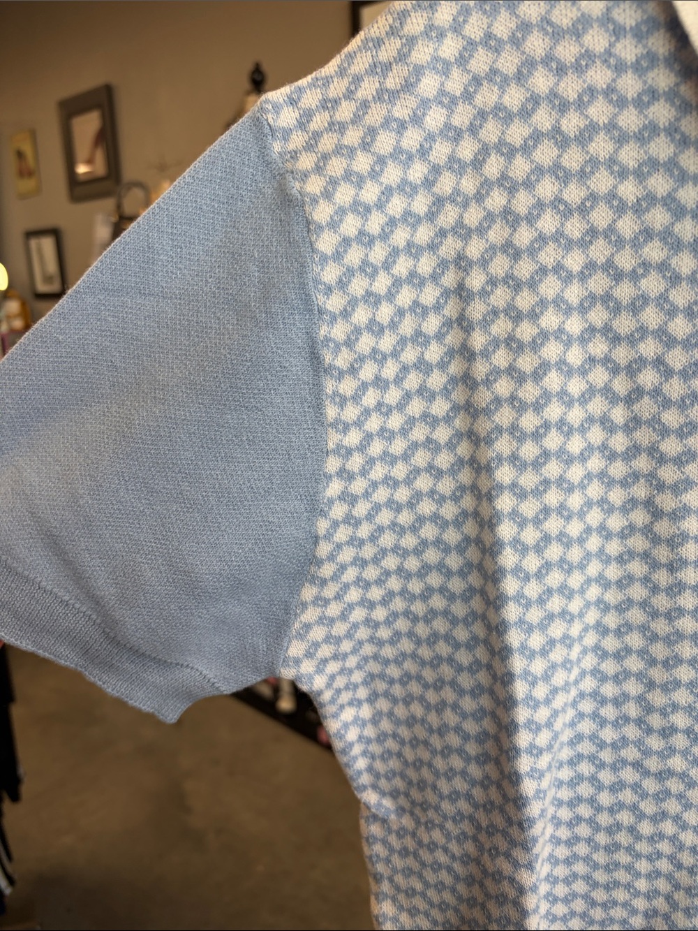Oxknitstore Girls' Light Blue Knit Polo SweaterEV5JAX - Picture 3 of 6